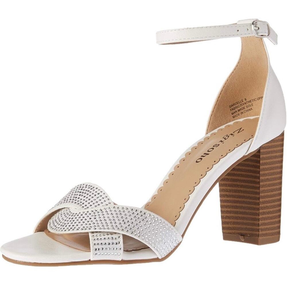 ZIGI SOHO Womens Garcelle Round Toe Block Heel Sandals Size 10 White